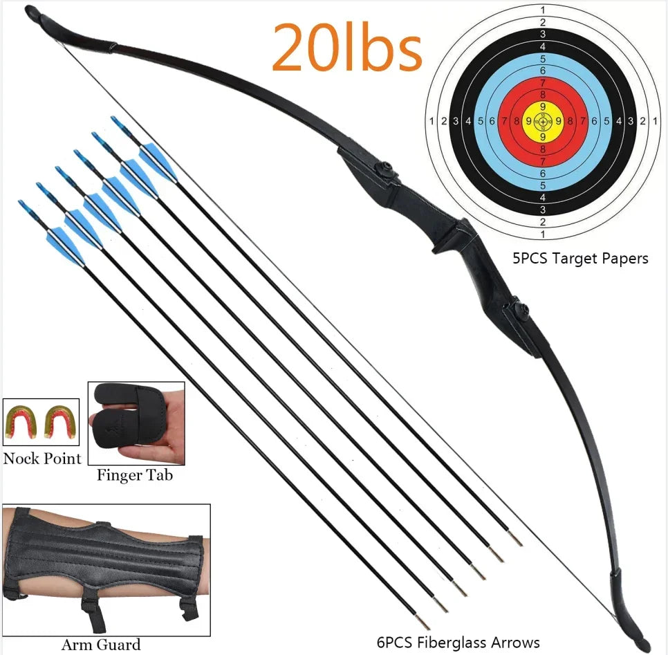 Archery Recurve Bow for Right/Left-Handed Outdoor Hunting Sports Shooting 57inch 30-40 Ibs Take-down Bow Archery Target