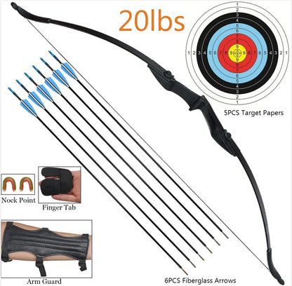 Archery Recurve Bow for Right/Left-Handed Outdoor Hunting Sports Shooting 57inch 30-40 Ibs Take-down Bow Archery Target