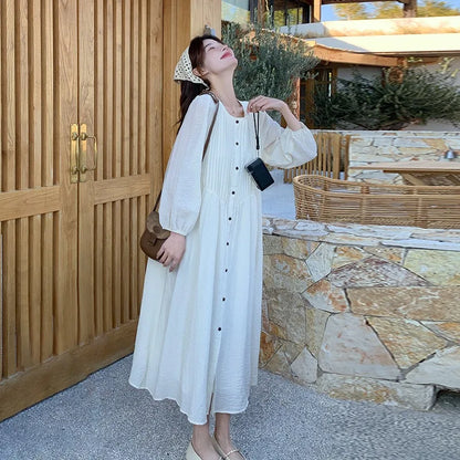 French White Dress for Women in Early Spring New Style Gentle Style Literary Retro Fairy Skirt