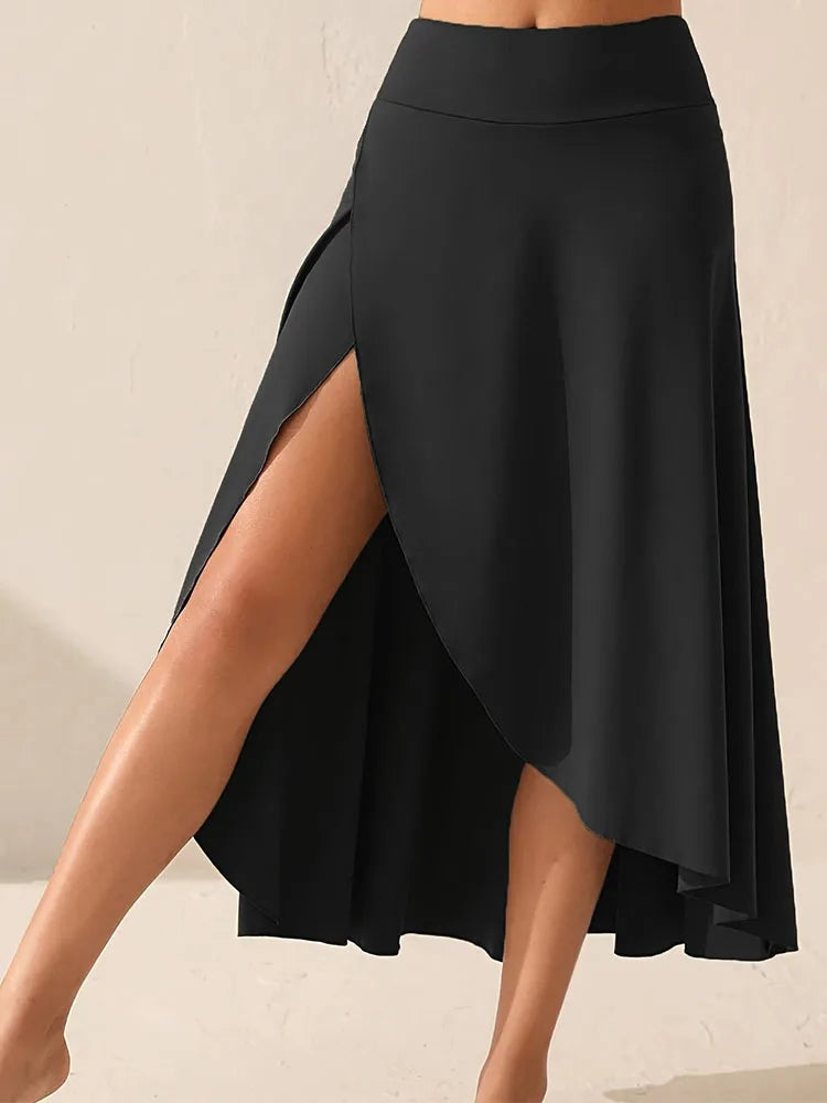 European and American women's dress with irregular temperament, elegant and fashionable solid color skirt