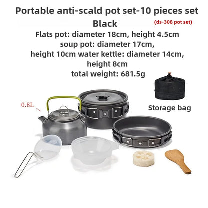 Camping Cookware Set for 1-3 Persons, Lightweight and Portable Pot and Pan with Carrying Bag, Perfect for Outdoor Camping