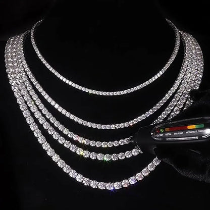 KNOBSPIN GRA Certified Moissanite Tennis Necklace 2/3/4/5/6.5mm Solid 925 Sterling Silver Diamond Tennis Necklaces for Women Man