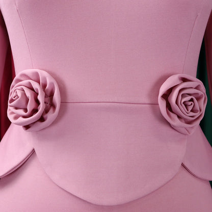 Elegant Bodycon Dresses for Women O Neck Full Sleeve Floral Decorate Solid Sheath Package Hips Mid Calf Professional Work Dress