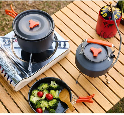 Camping Cookware Set for 1-3 Persons, Lightweight and Portable Pot and Pan with Carrying Bag, Perfect for Outdoor Camping