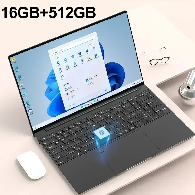 LENO 15.6" Portable Laptop Intel N5095 32GB DDR4 2TB SSD Windows11 Notebook Pc Gamer Office Computer with Backlit Fingerprint