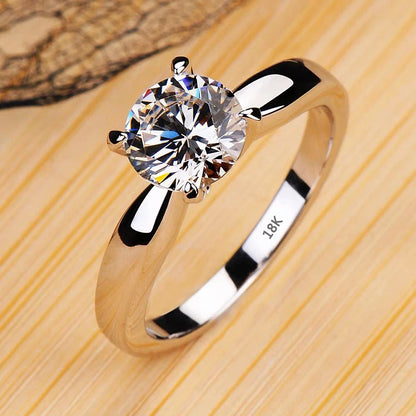 100% Certified 925 Silver Rings, Luxury 18K White Gold Natural Zirconia Diamant Wedding Band Women's Accessories Gift Jewelry