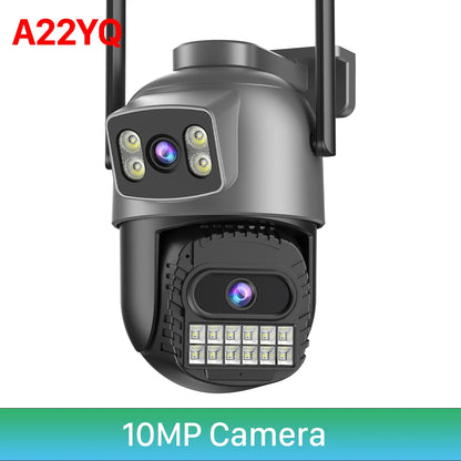15MP Three Lens PTZ IP Camera Outdoor 6K HD Three Screen WiFi Security Camera Auto Tracking 10MP 4K Dual Len Wirelss CCTV Camera