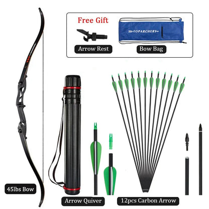 toparchery Archery Bow 56Inch 30-50lbs Outdoor Shooting Recurve Bow for Right-handed Powerful Take-down Hunting Bow with Bow Bag