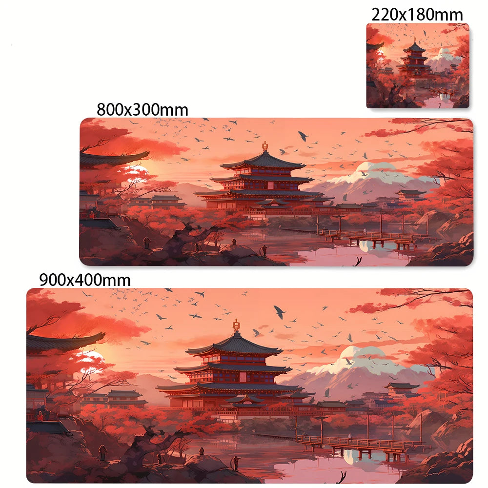 Green Forest Sunset Mousepad Natural Rubber Gaming Mouse Pad Extra Large Thickened Desk Mat Size for Gameing World of tanks CS