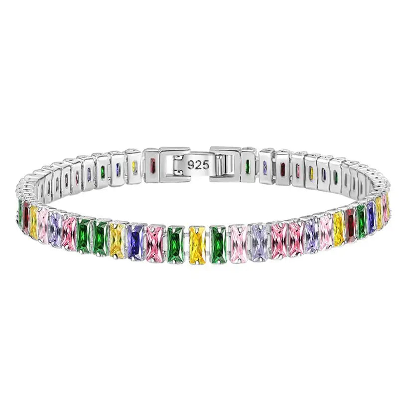 100% 925 Sterling Silver VVS1 3EX D Color 5*7MM Emerald Cut Diamonds Gemstone Real Moissanite Bracelets Bangle Jewelry