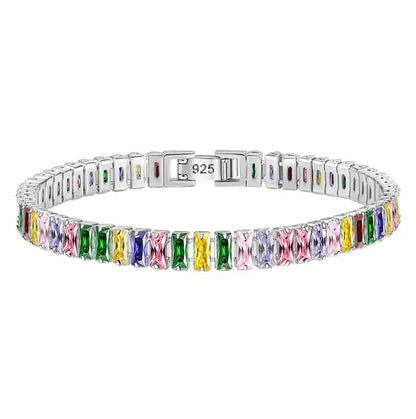 100% 925 Sterling Silver VVS1 3EX D Color 5*7MM Emerald Cut Diamonds Gemstone Real Moissanite Bracelets Bangle Jewelry