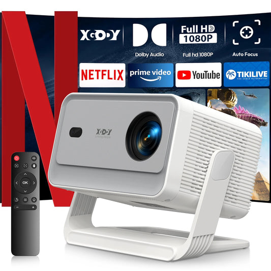 XGODY 4K Projector 32GB Video Projector 650ANSI Native 1080P Autofocus & Keystone Portable Home Theater with Android 11 BT 5.2