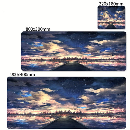 Green Forest Sunset Mousepad Natural Rubber Gaming Mouse Pad Extra Large Thickened Desk Mat Size for Gameing World of tanks CS