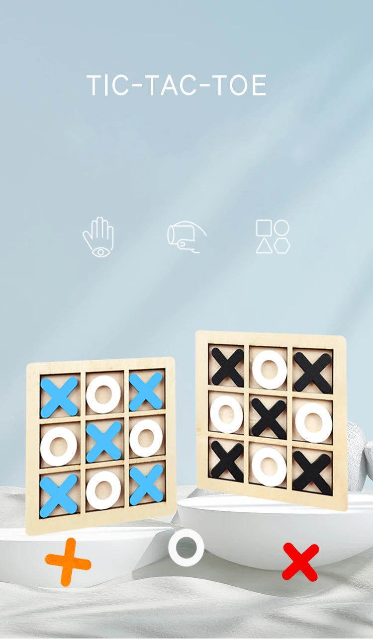 Solid Wooden Tic Tac Toe Board Game Montessori Toys - Perfect for Family Fun and Backyard Entertainment!