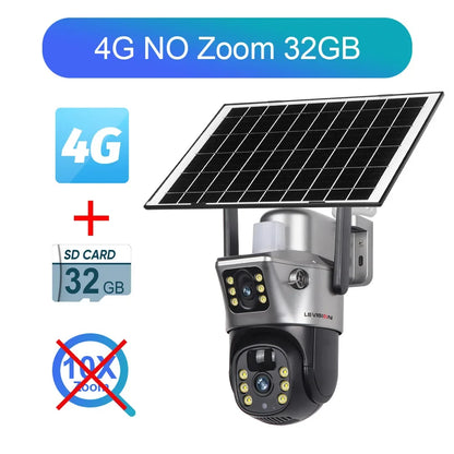 LS VISION 12MP 4G SIM Card Dual Screen Solar Camera Outdoor 6K 10XZoom WiFi PTZ Human Auto Tracking Waterproof Security Cameras