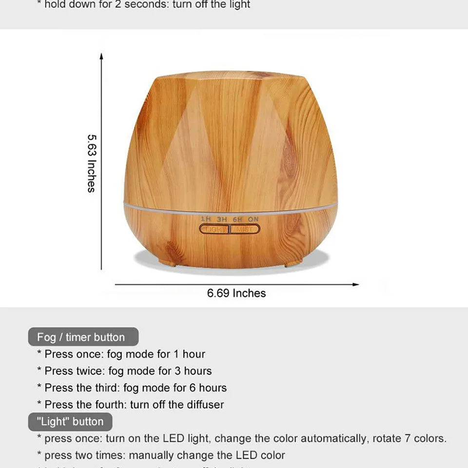 Aroma Essential Oil Diffuser Aromatherapy Ultrasonic Air Humidifier Automatically Remote Control Humidificador 300 500 1000ml
