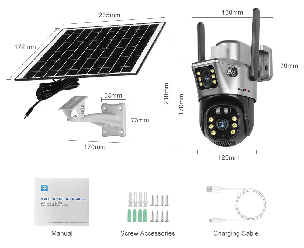LS VISION 12MP 4G SIM Card Dual Screen Solar Camera Outdoor 6K 10XZoom WiFi PTZ Human Auto Tracking Waterproof Security Cameras