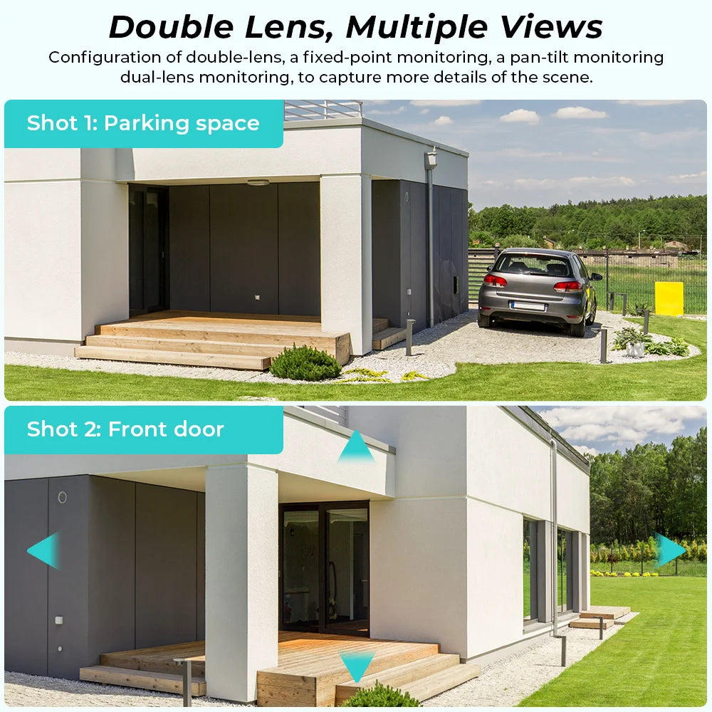 8MP 4K IP Camera Outdoor WiFi PTZ Dual Lens Dual Screen Auto Tracking Waterproof Security Video Surveillance Police Light Alarm