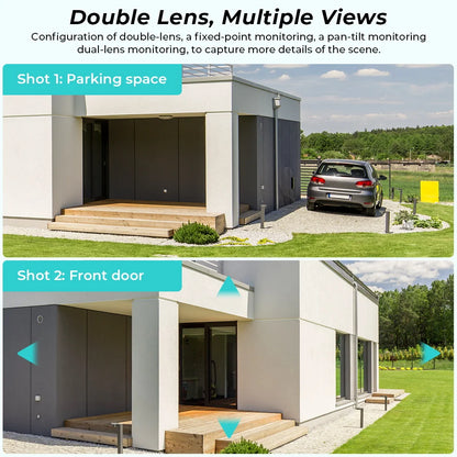 8MP 4K IP Camera Outdoor WiFi PTZ Dual Lens Dual Screen Auto Tracking Waterproof Security Video Surveillance Police Light Alarm