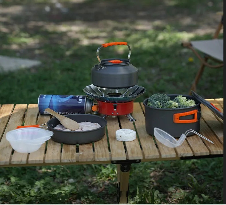 Camping Cookware Set for 1-3 Persons, Lightweight and Portable Pot and Pan with Carrying Bag, Perfect for Outdoor Camping