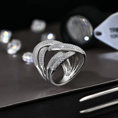 Luxurious Full-diamond AAAA Zircon Ring - High-quality Hip-hop Style Shiny Zircon Ring for Women's Party Jewelry Gift