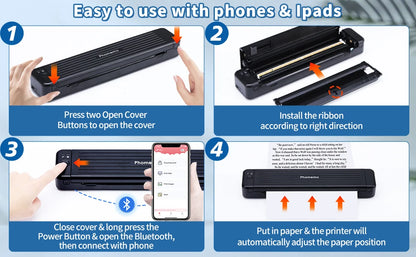 2pcs P831 Printer Cartridge Thermal Transfer Ribbon for Phomemo P831 A4 Portable Printer Supports A4/A5/B5 and US Letter Paper