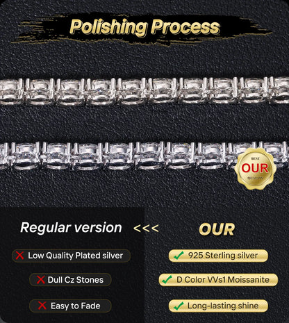 Sparkling Moissanite Tennis Chain Bracelet Necklace 100% 925 Sterling Silver Pass Diamond Test Fine Jewelry valentine's day Gift