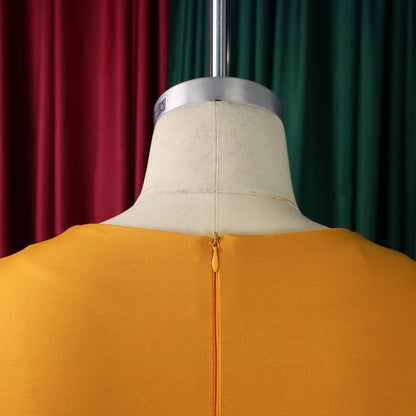 Elegant Bodycon Dresses for Women O Neck Full Sleeve Floral Decorate Solid Sheath Package Hips Mid Calf Professional Work Dress