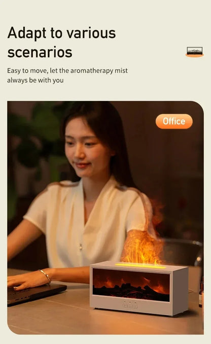 Simulated 3D flame aromatherapy machine, essential oil humidifier, color atmosphere lighting with remote control, holiday gift