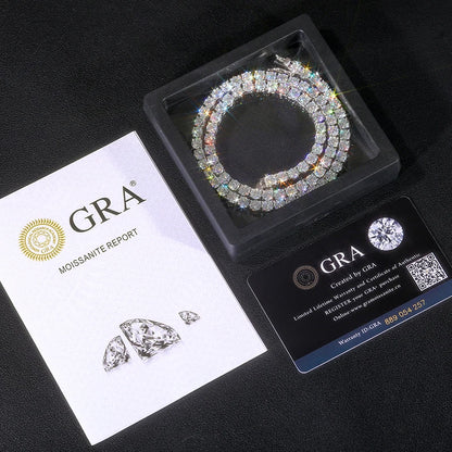 Sparkling Moissanite Tennis Chain Bracelet Necklace 100% 925 Sterling Silver Pass Diamond Test Fine Jewelry valentine's day Gift