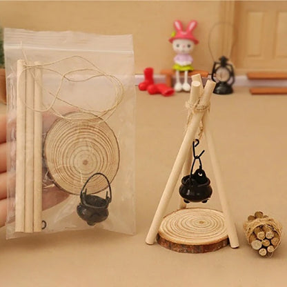 1 Set Micro Garden Landscape Decoration 1:12 Dollhouse Camping Campfire Scene Model Miniature Bonfire Ornament DIY Accessories