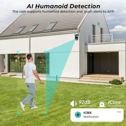 8MP 4K IP Camera Outdoor WiFi PTZ Dual Lens Dual Screen Auto Tracking Waterproof Security Video Surveillance Police Light Alarm