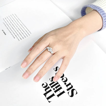 KNOBSPIN D VVS1 Moissanite Ring for Woman Engagement Wedding Jewely with GRA 925 Sterling Sliver Plated White Gold Eternity Band
