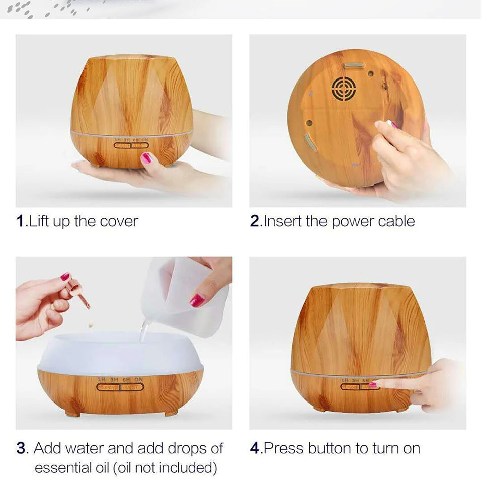 Aroma Essential Oil Diffuser Aromatherapy Ultrasonic Air Humidifier Automatically Remote Control Humidificador 300 500 1000ml