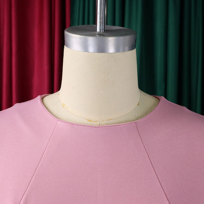 Elegant Bodycon Dresses for Women O Neck Full Sleeve Floral Decorate Solid Sheath Package Hips Mid Calf Professional Work Dress