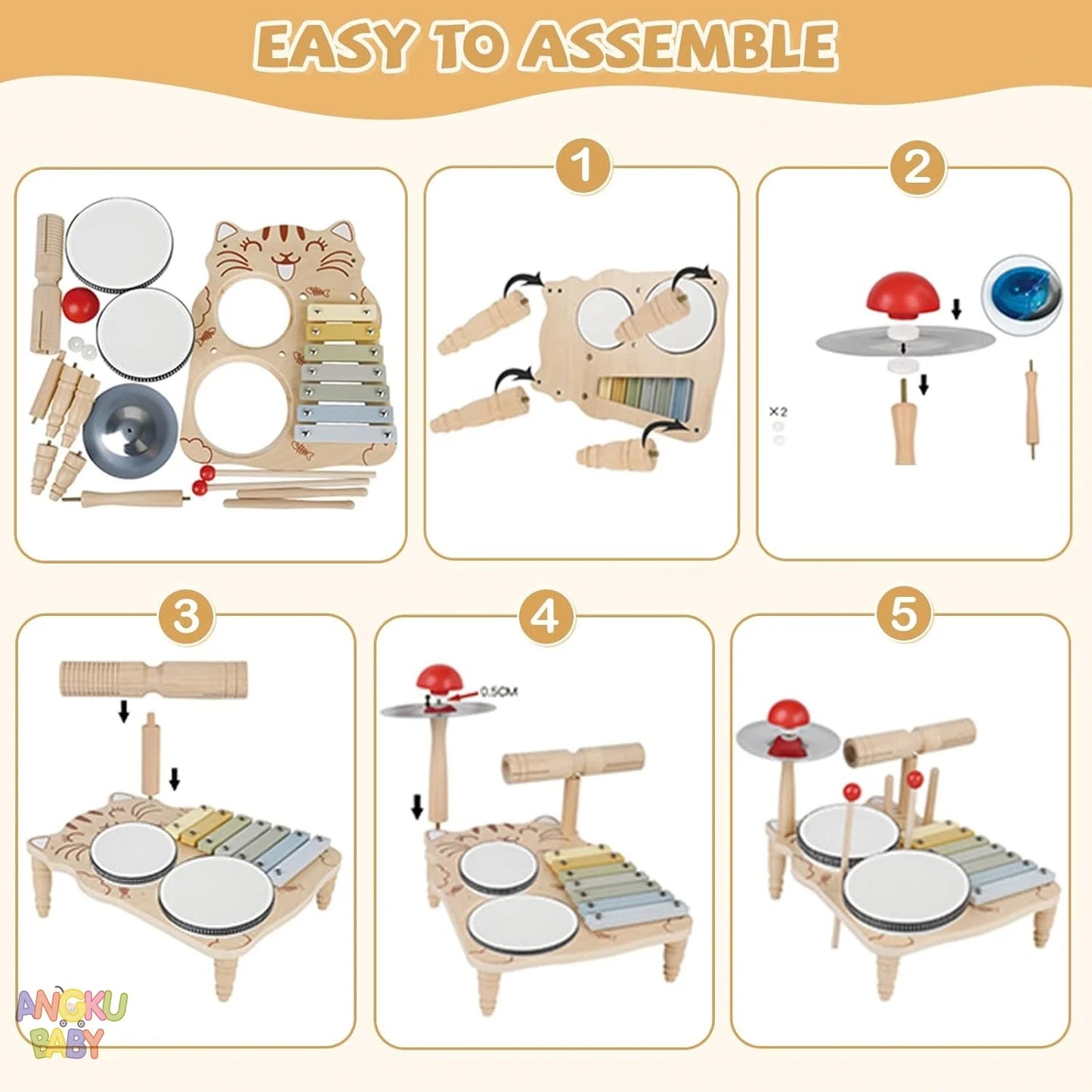 Educational Toys for Children 2-4 Years Old Wooden Montessori Musical Instruments Toys Games for Babies Boys & Girls Gifts