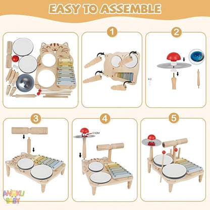 Educational Toys for Children 2-4 Years Old Wooden Montessori Musical Instruments Toys Games for Babies Boys & Girls Gifts