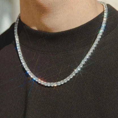 KNOBSPIN GRA Certified Moissanite Tennis Necklace 2/3/4/5/6.5mm Solid 925 Sterling Silver Diamond Tennis Necklaces for Women Man