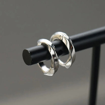 12MM Hoops Earrings For Men Jewelry Personality 925 Sterling Silver Earrings Male Party Accessories