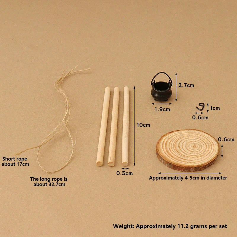 1 Set Micro Garden Landscape Decoration 1:12 Dollhouse Camping Campfire Scene Model Miniature Bonfire Ornament DIY Accessories