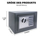 BRIEFNESS Grey digital safe Valuables security safe Electronic keypad Wall-mounted Floor-mounted