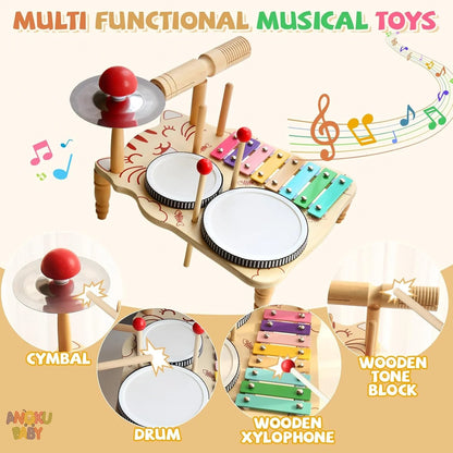 Educational Toys for Children 2-4 Years Old Wooden Montessori Musical Instruments Toys Games for Babies Boys & Girls Gifts