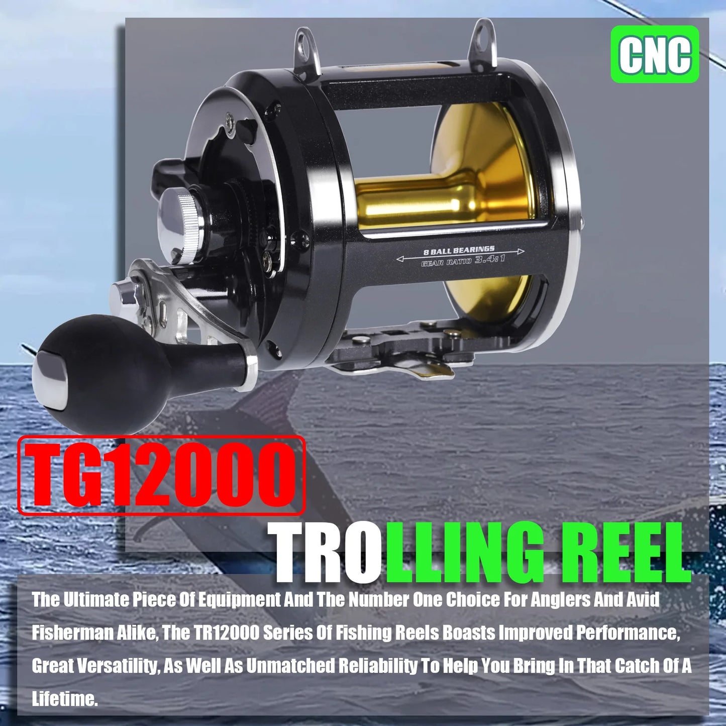Trolling Drum Fishing Reels All Aluminum Alloy Body Sea Saltwater Accessories Drag 30KG Jigging Reel Boat Carretilha De Pesca