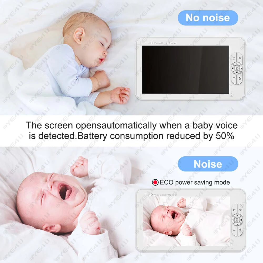 5'' Video Baby Monitor 2.4G Mother Kids Night Vision Zoom PTZ Video Surveillance Cameras With Temperature display Screen ABM501