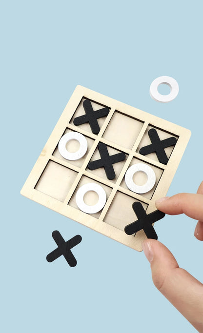 Solid Wooden Tic Tac Toe Board Game Montessori Toys - Perfect for Family Fun and Backyard Entertainment!