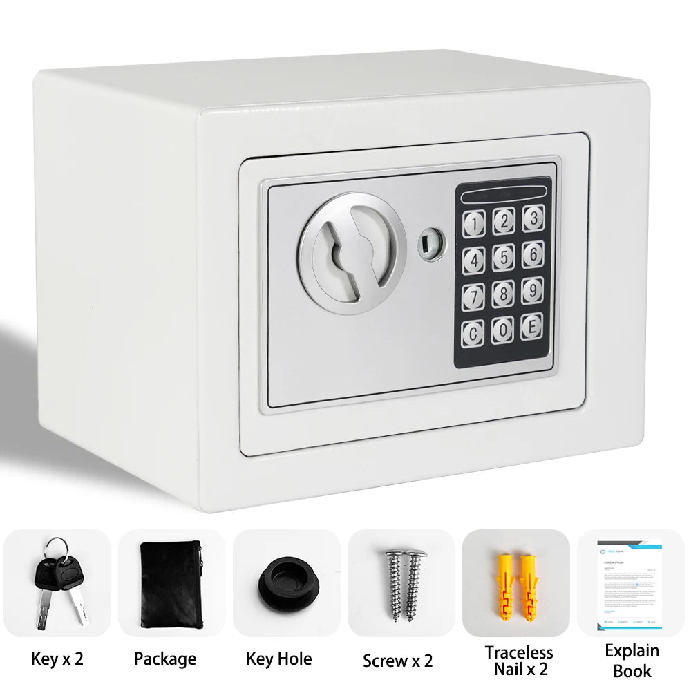 DayPlus Digital Safe Househol Steel Safe Box Currency Vank Deposit Box with Key to Safely Store Cash Jewelry