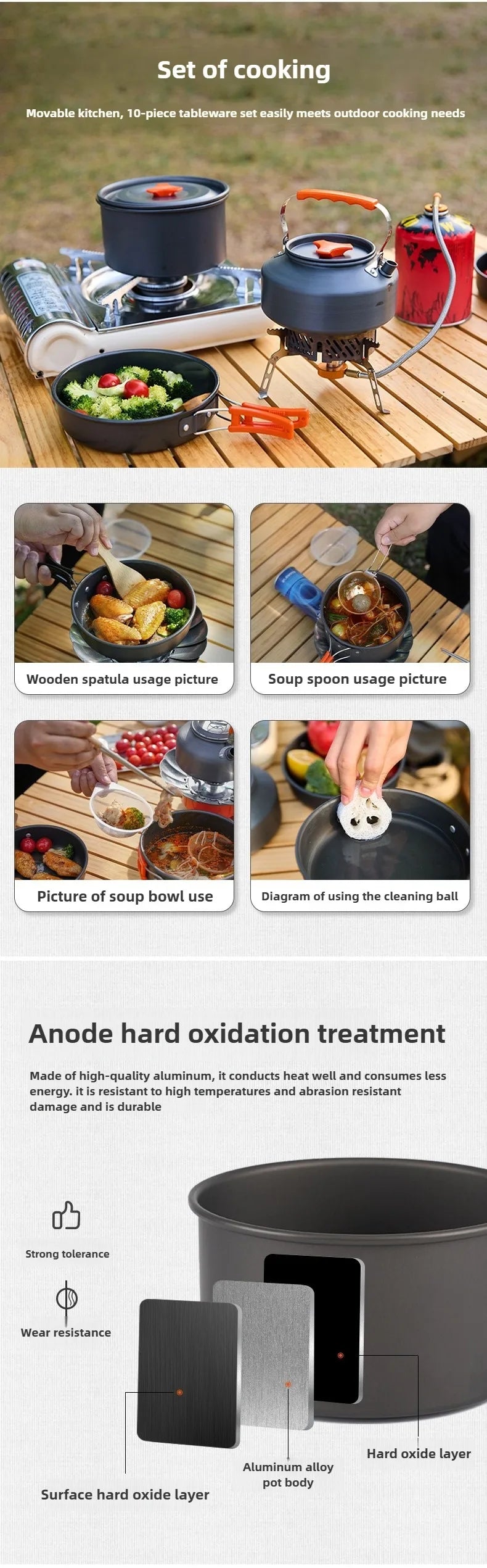 Camping Cookware Set for 1-3 Persons, Lightweight and Portable Pot and Pan with Carrying Bag, Perfect for Outdoor Camping