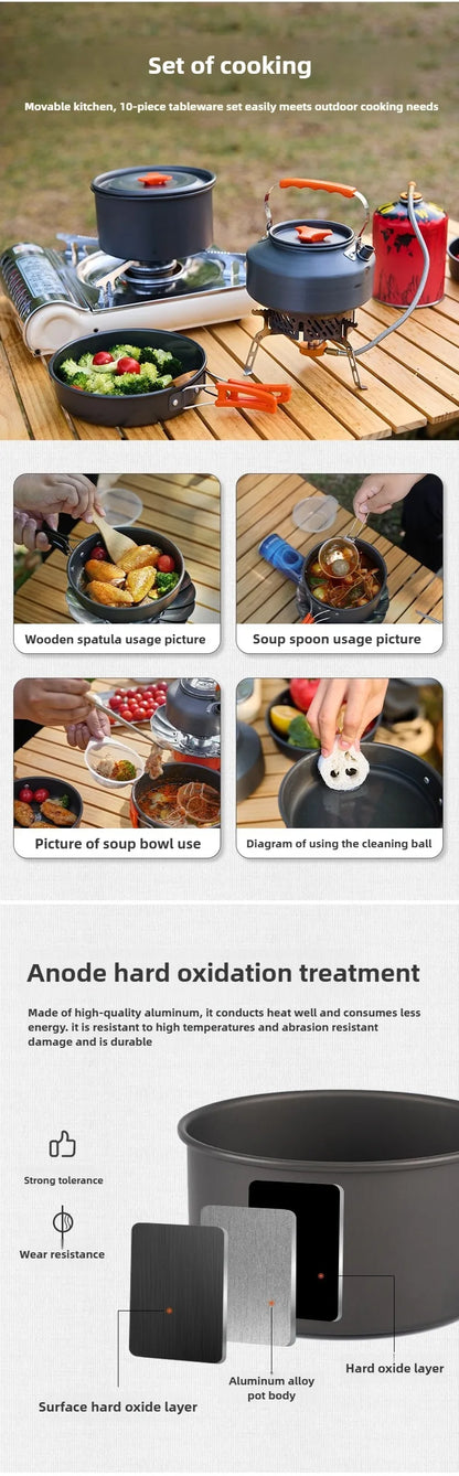 Camping Cookware Set for 1-3 Persons, Lightweight and Portable Pot and Pan with Carrying Bag, Perfect for Outdoor Camping