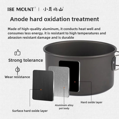 Camping Cookware Set for 1-3 Persons, Lightweight and Portable Pot and Pan with Carrying Bag, Perfect for Outdoor Camping