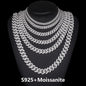 Hot Selling Unisex D VVS1 Moissanite Cuban Link Necklace Solid 925 Sterling Silver Miami Cuban Bracelet For Men Hip Hop Jewelry